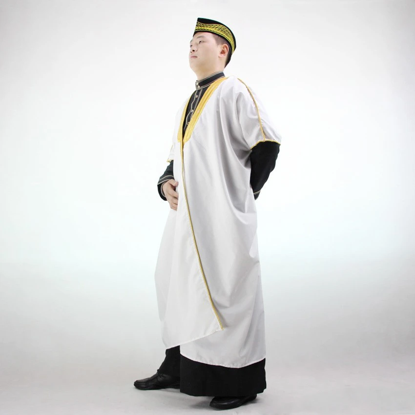 Muslim Embroidery Bachelor Islamic Clothing Men Kaftan Stage Speech Pakistan Abaya Graduation Jubba Thobe Long Coat Saudi Arabia