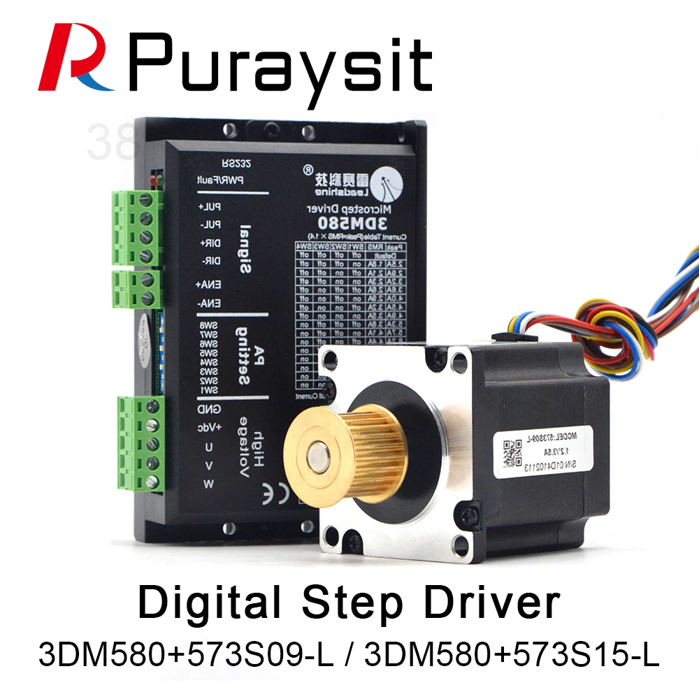 

Puraysit Leadshine 3 Phase Stepper Motor 573S09-L 573S15-L+Stepper Driver 3DM580 for CO2 Laser Engraving Cutting Machine