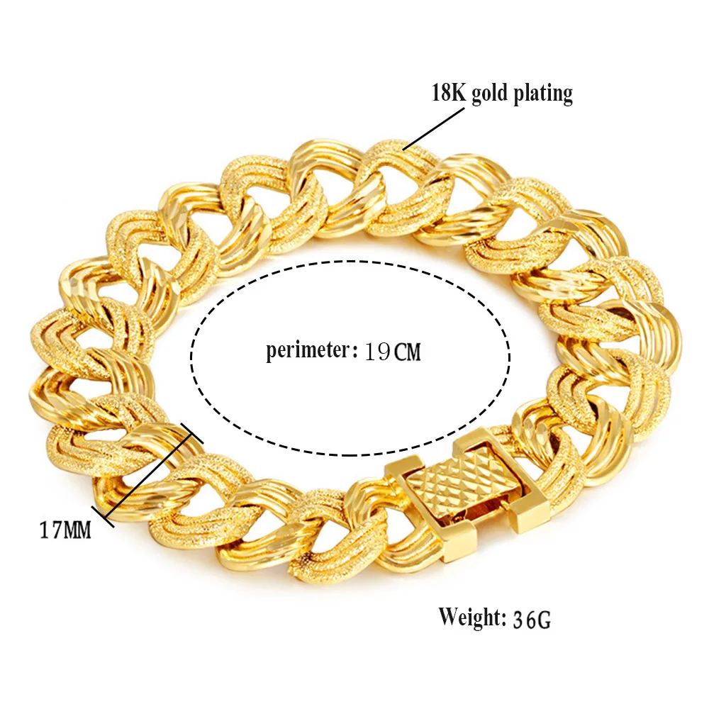 Wholesale 18K Gold Vietnam Sand Gold Bracelet Classic Men's Bracelet Wedding Banquet Jewelry Fashion Charm Bracelet