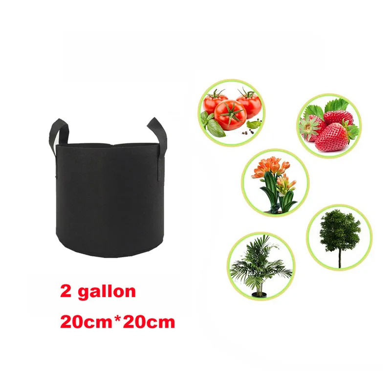 

2 Gallon 20x20cm Fabric Grow Bag Felt Plant Bags with Handle Potato Vegetable Growing Planter Vertical Flower Pot Black Color