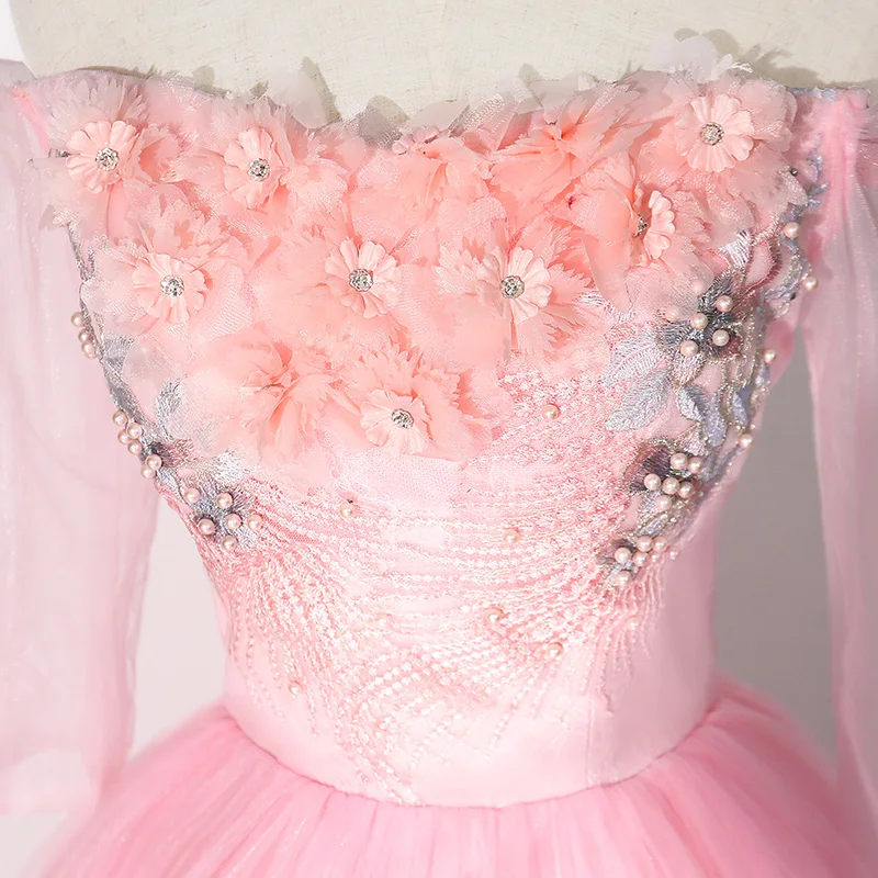 luxury light pink embroidery slash collar tutu flower ball gown dress Renaissance Gown dress Victorian/Marie Antoinette Belle