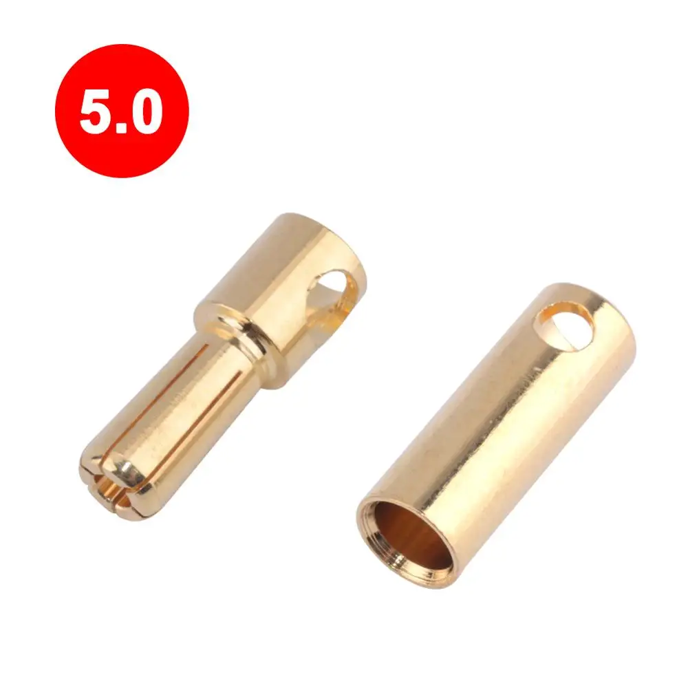 50 Pairs Proiettile Connettore Spina 2.0/3.0/3.5/4.0/5.5/6.0/6.5 Millimetri Batteria connettore Placcato Oro Verde Stereo Testa Della Spina a Banana