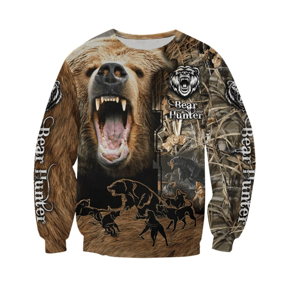 Bear Hunting Camo 3D Printed Hoodies for men and women Harajuku Fashion Hooded Sweatshirt Autumn Hoody Casual streetwear hoodie