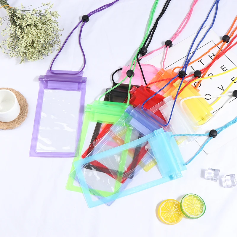 1Pcs Fashion Waterproof Bag For Cell Phone PVC Transparent Sealed Bag For Rafting Swimming Hot Spring Hanging Neck Phone Bag