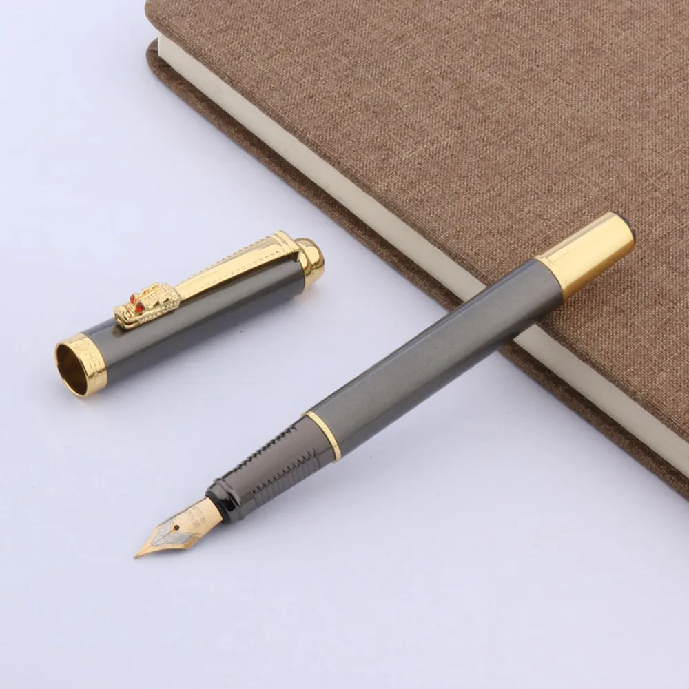Chinese calligraphy pine Business gift white golden Fountain Pen