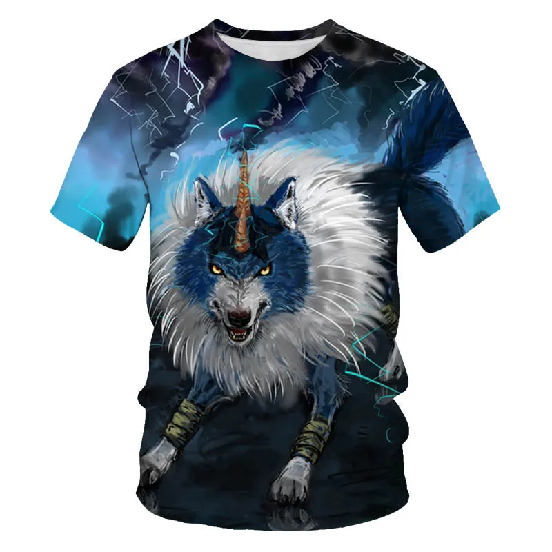 Hot Sale in Summer 3D Printing Harajuku Men's T-shirt DIY Heat Transfer Hot Stamping Clothes Lion Decal Oversized tshirt