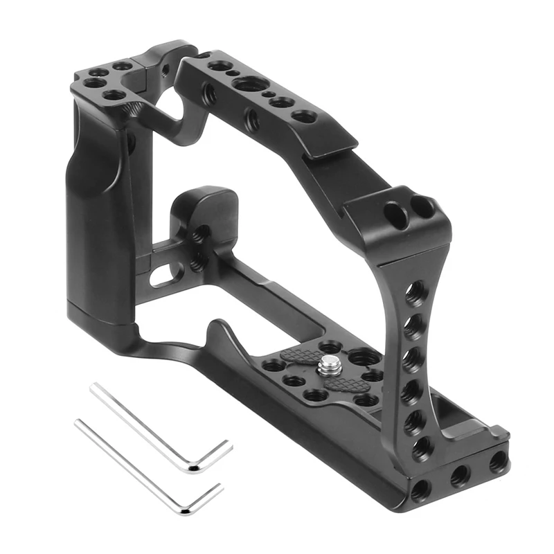 

Top Camera Cage Aluminum Alloy Video Cage for Canon M5 M50 Mirrorless Camera Cold Shoe Mount 1/4 Inch and 3/8 Inch Screw Holes