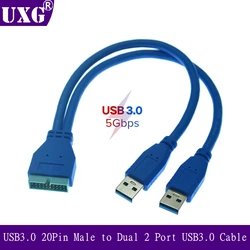 Doppio 2 porte USB3.0 USB 3.0 A maschio A scheda madre scheda madre 20Pin cavo adattatore 19 Pin cavo di prolunga USB 25CM 50CM