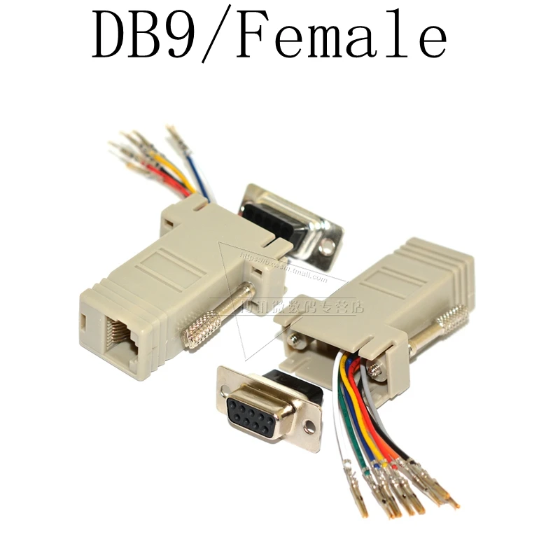 Adaptador serie RJ45 a DB9 RS232, convertidor de puerto de red RJ45 DB9, cabeza macho/hembra