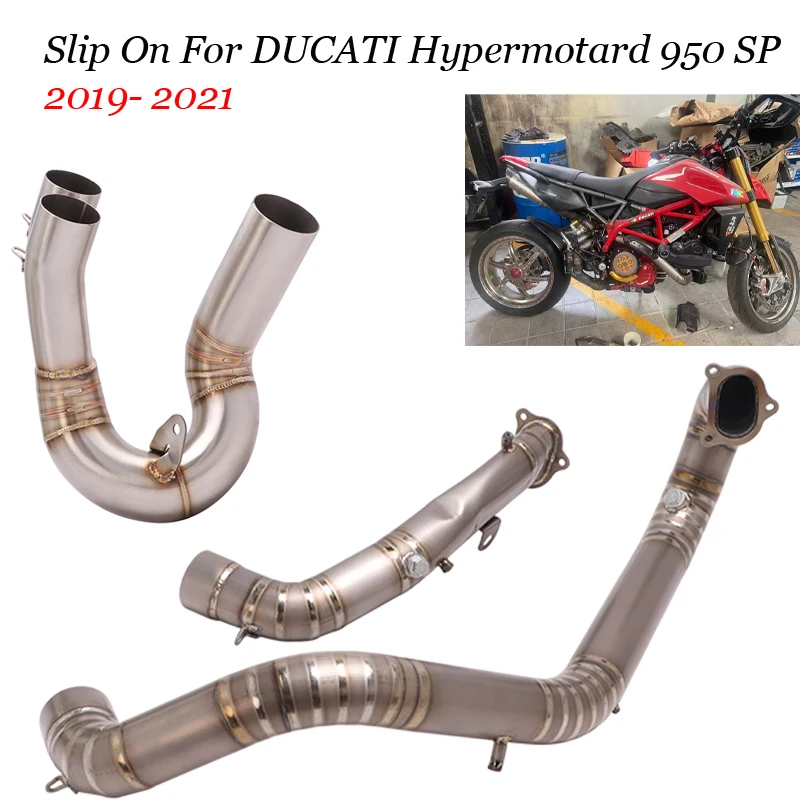 

Slip On For DUCATI Hypermotard 950 SP 2019 20 2021 Motorcycle Exhaust Titanium Alloy Double Front Link Pipe Connection Enhanced