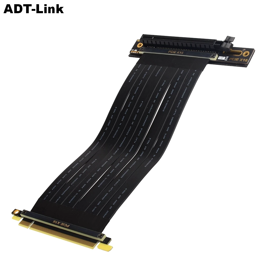 

PCI Express 3.0 90 Degree Left Angle PCIe 3.0 x16 Extension Cable 16x Riser Ribbon Extender For Graphics Card Vertical