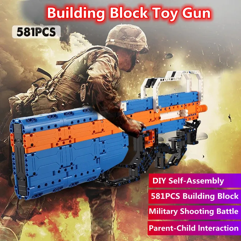 58CM Sniper Rifle Can Launch Weapon 581PCS DIY Bricks Parent-Child Interaction Military Gun Building Block Toys