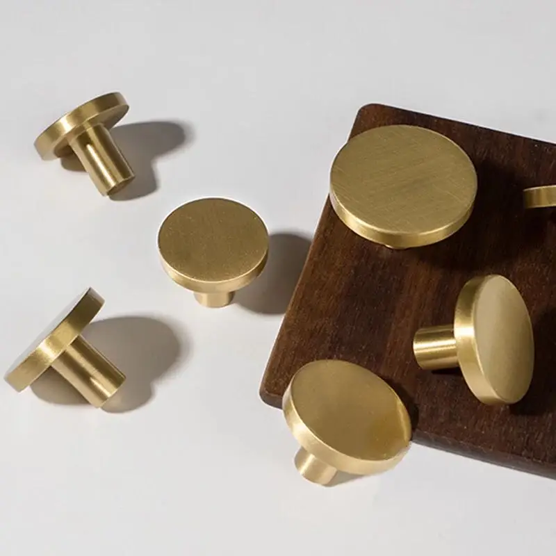 Pure Copper Cabinet Knobs and Handles Gold Nordic Simple round Brass Drawer Furniture Door Hardware Dresser Drawer Knobs Pulls