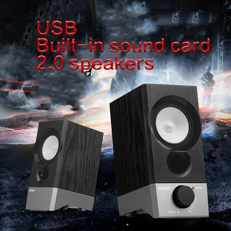 

R19U Desktop 2.0 Computer Speaker USB Sound Card with Digital Amplifier Subwoofer Mini Speaker with AUX 50Hz-20KHz