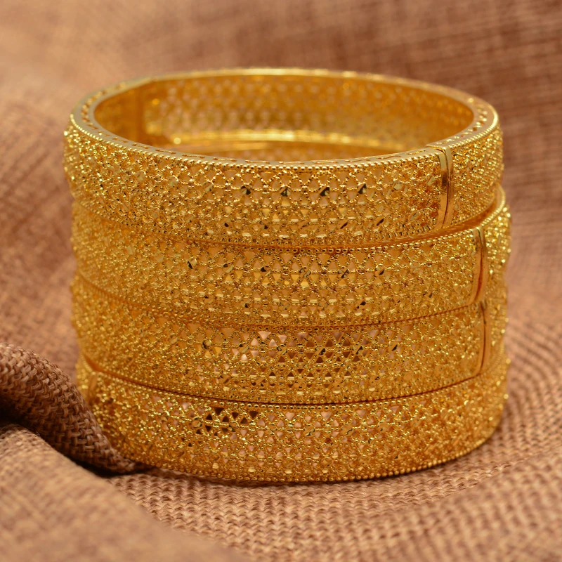 Dubai Kuwait Luxury Gold Color Jewelry Bangles For  Girl friend Ethiopian African Women Dubai Bracelet Party wedding Gifts