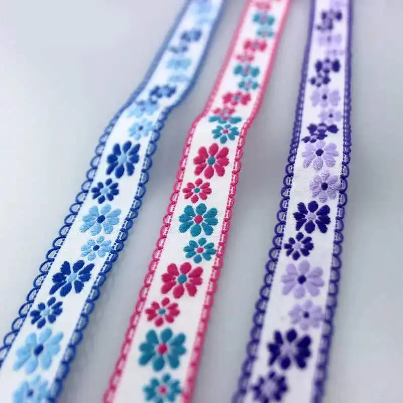 2CM Wide HOT Cotton Embroidery Flower Lace Fabric Trim Ribbon Handmade DIY Sewing Applique Collar Cord Wedding Christmas Decor