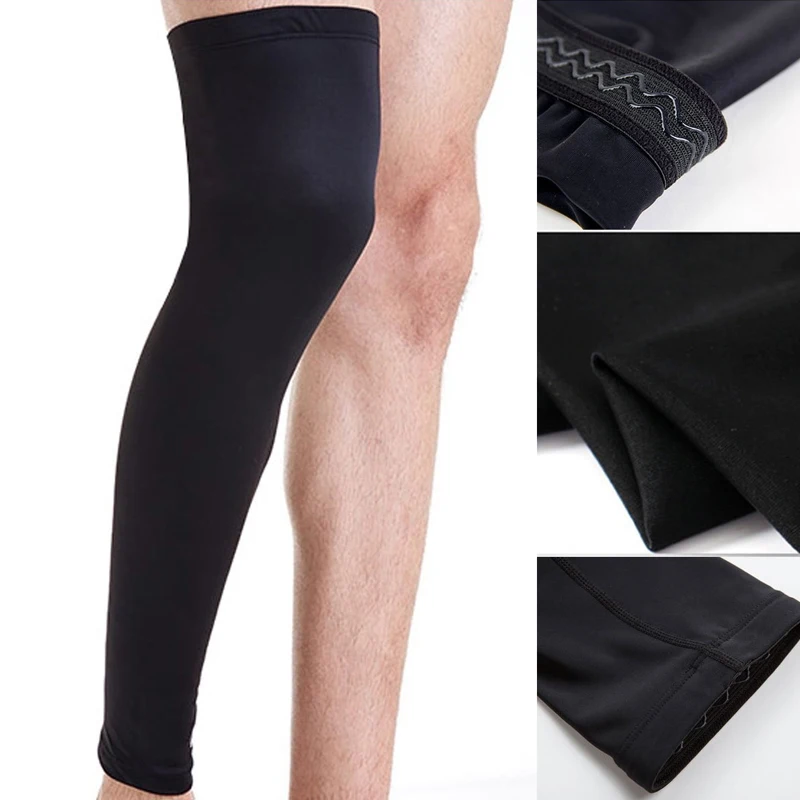 1Pc Sports Anti-slip Full Length Compression Leg Sleeves Calf Shin Splint Support Protector for Cycling Running Basketball Golf