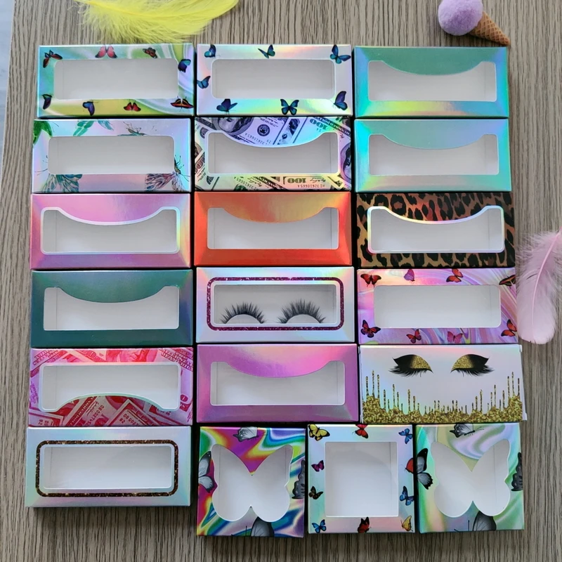 NEW 10/100 pcs Eyelash Packaging Box Wholesale Lashes Boxes Empty Eyelash Package Boxes Case 8-25mm Lashes Rectangle Box