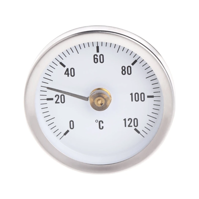 0~120C 63mm Dial Stainless Steel Clip-on Spring Temperature Testing Gauge Thermometer Bimetal Surface Pipe Thermometer