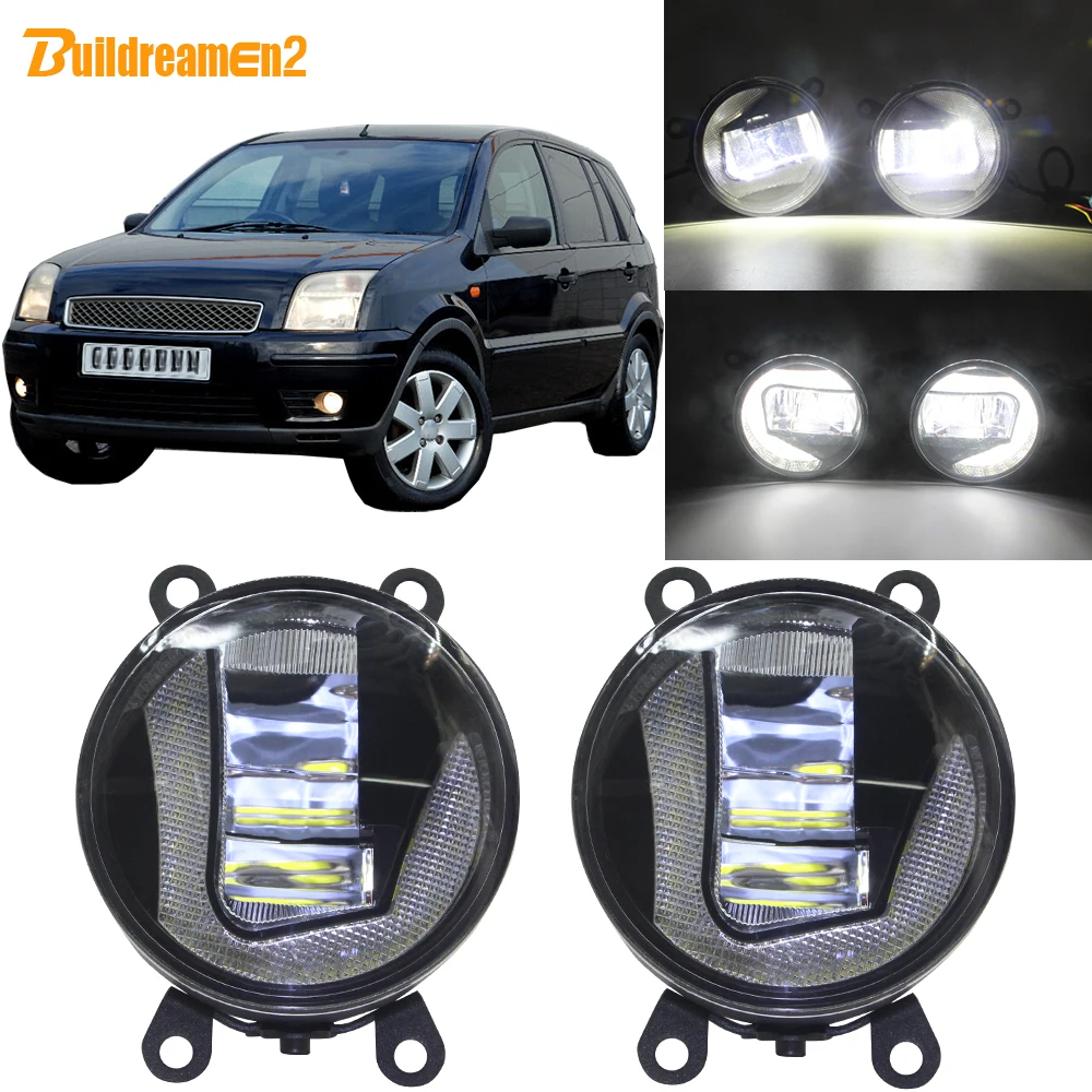 

Buildreamen2 2 X Car Styling LED Projector Fog Light + Daytime Running Lamp DRL White 12V For Ford Fusion Estate JU 2002-2008