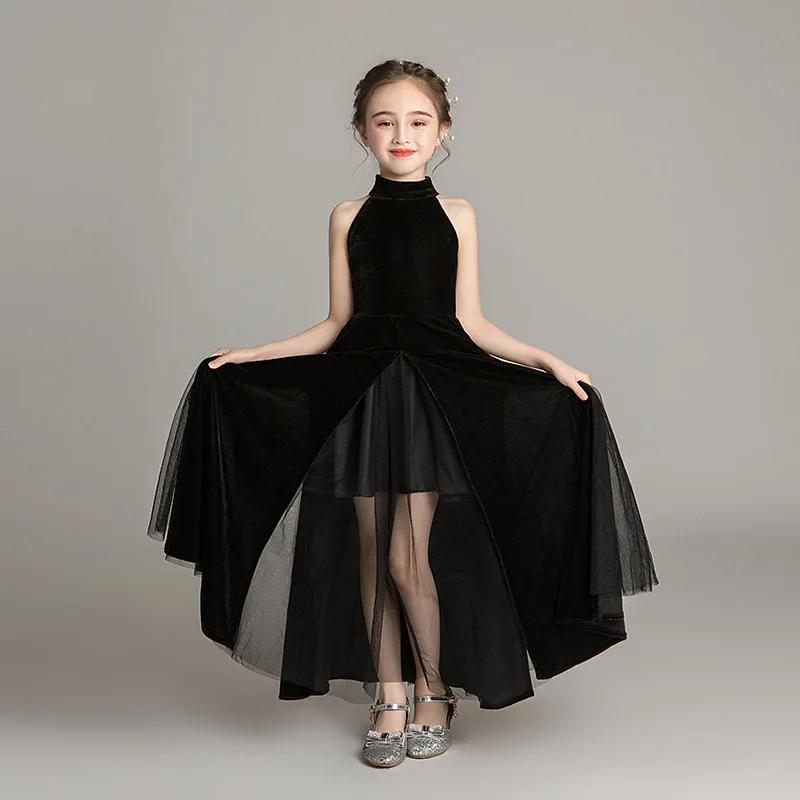 

Evening Dresses for Girls 2021 Kids Elegant Princess Sleeveless Party Black Dress Wedding Fashion Show Children's Clothing 14 Y