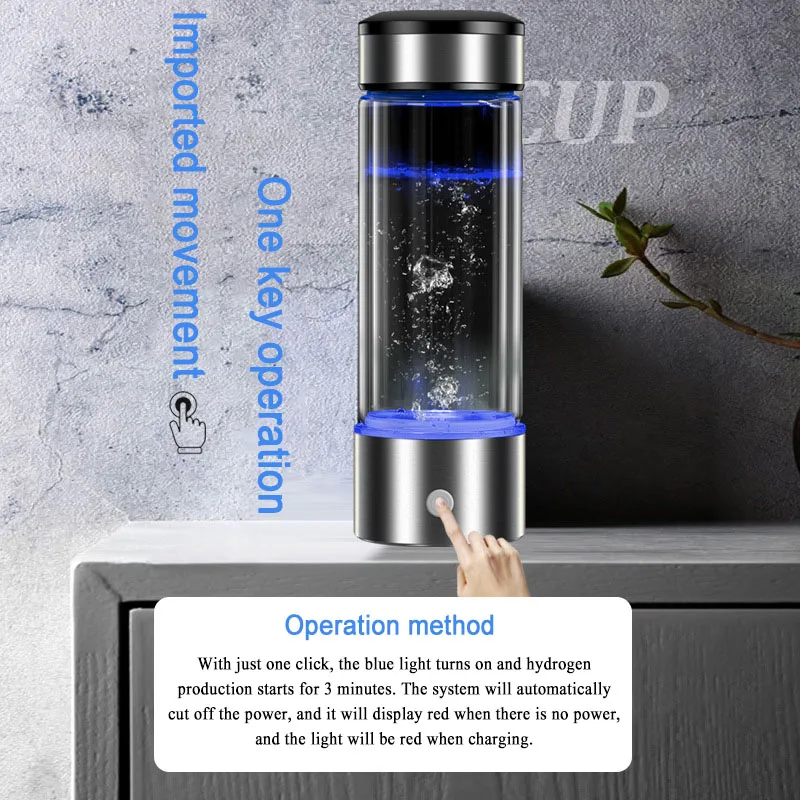 430ml Hydrogen Water Bottle Alkaline Lonizer Generator Maker Hydrogen-Rich Drink Water Cup H2 Electrolysis Healthy Gifts