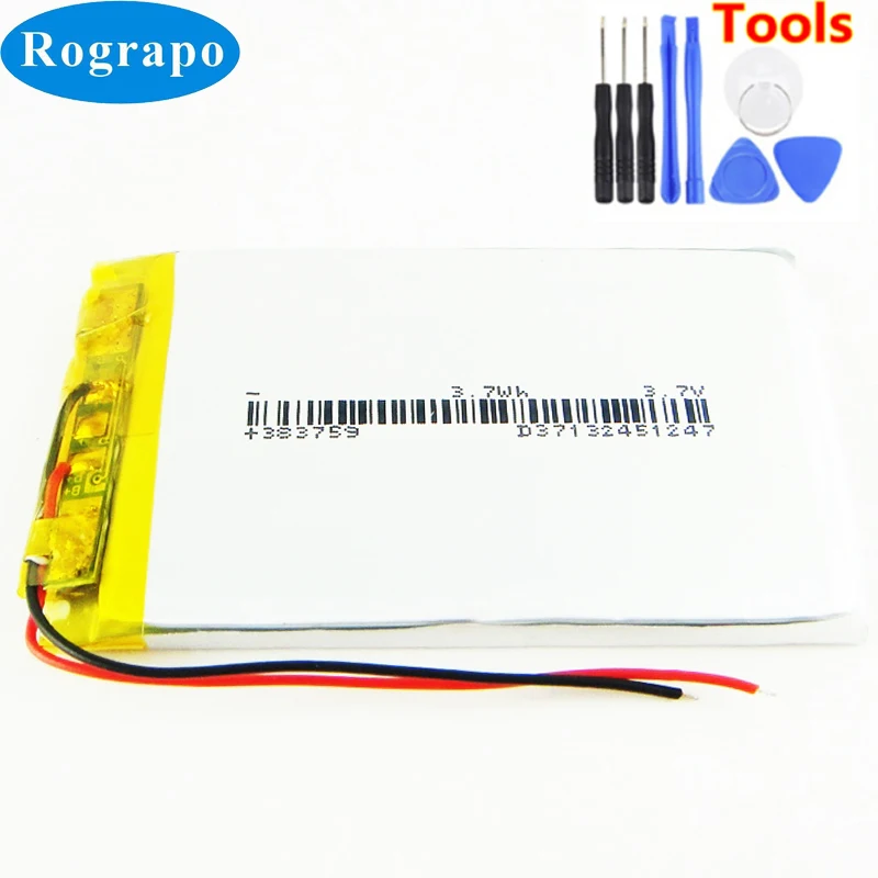 New 3.7V Li-Polymer 383759 403759 Replacement Battery For Onda V979 VX757 S100 Accumulator 2-wire MP3 MP4 Batterie +tools