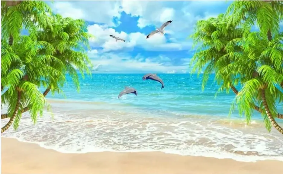 

Custom wallpaper for walls 3 d for living room Seascape wallpapers love tree TV background wall