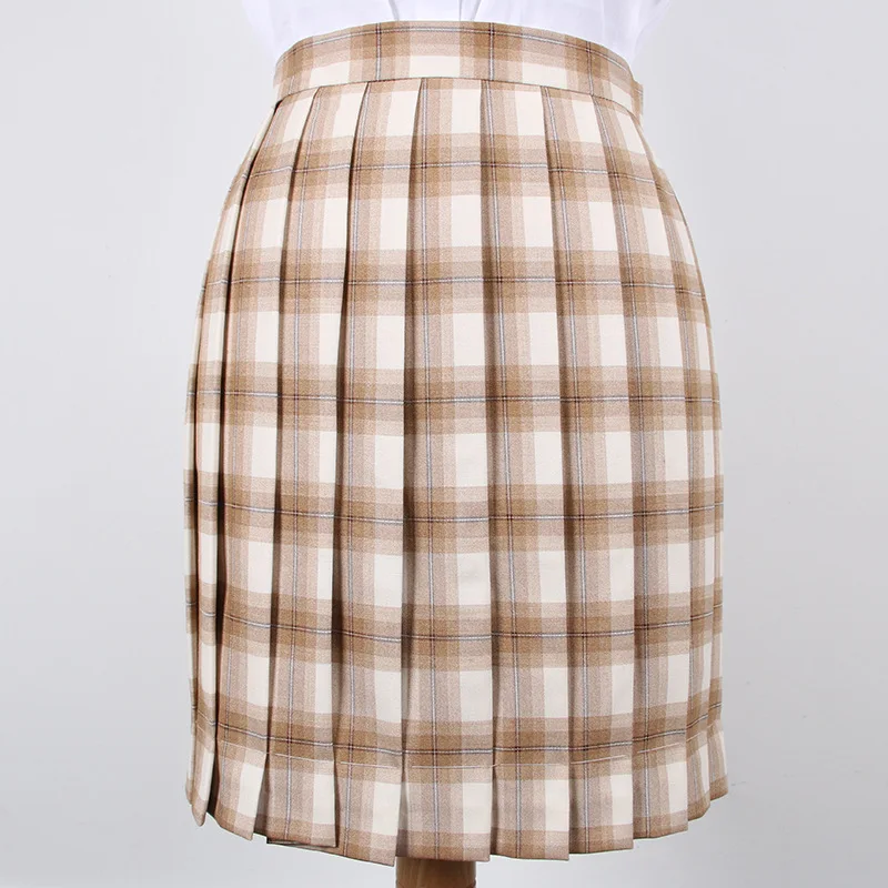 School Dresses Khaki Plaid Pleated Skirts Jk School Uniform Student Uniform High Waist Short Skirts Girl Pleated Skirt Bow Tie