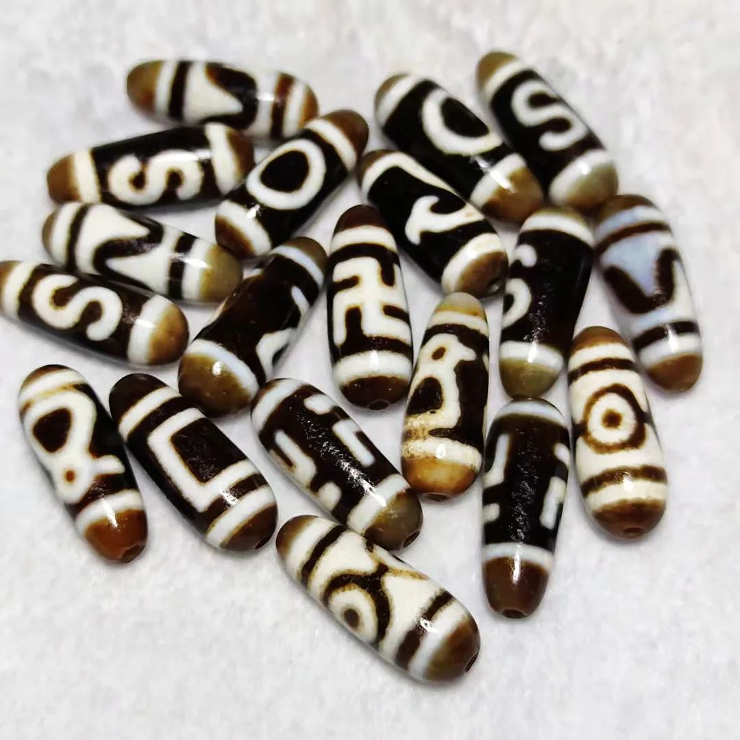 10Pcs/Lot Tibet Multiple Totems Weathered Skin Drop-shaped Old Aagate Dzi Beads Used For Making Men's&Women's Jewelry