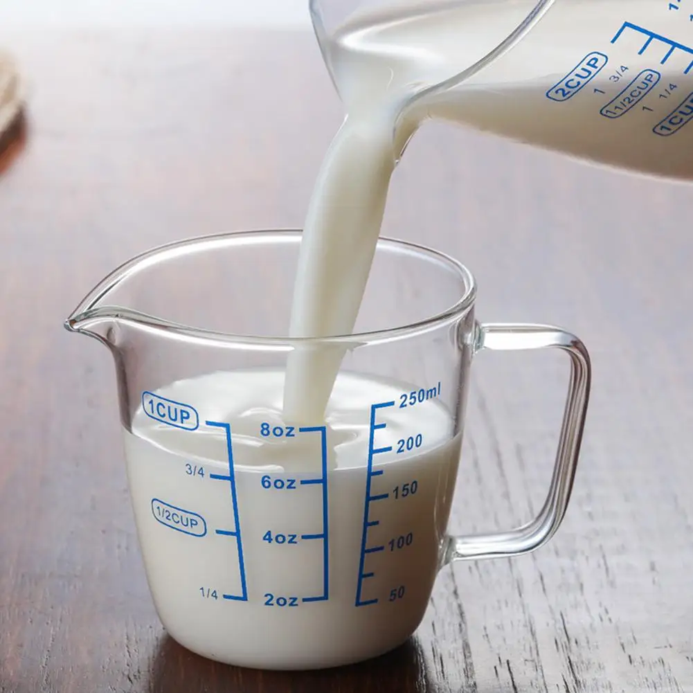 HOT SALES！！！250ml 500ml Heat-resisting Glass Measuring Cup Milk Scale Microwave Measure Jug Wholesale Dropshipping