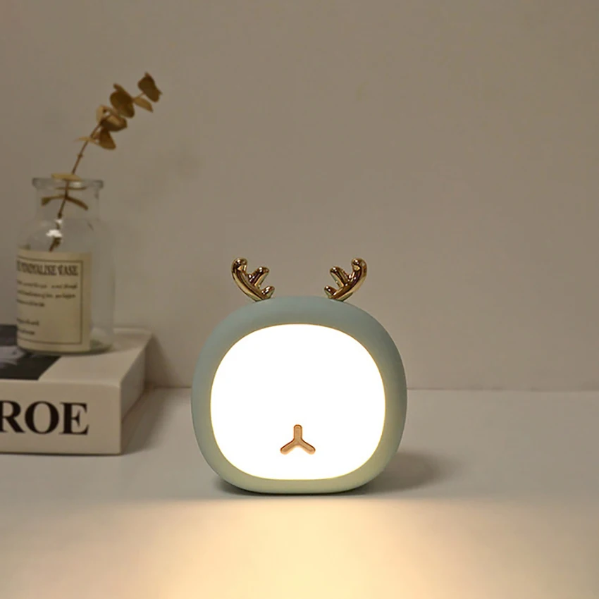 Rechargeable Night Light Touch Control, Dimming Reading Light LED Eye Protection Light Bedroom Bedside Lamp, Cute Rabbit, Deer