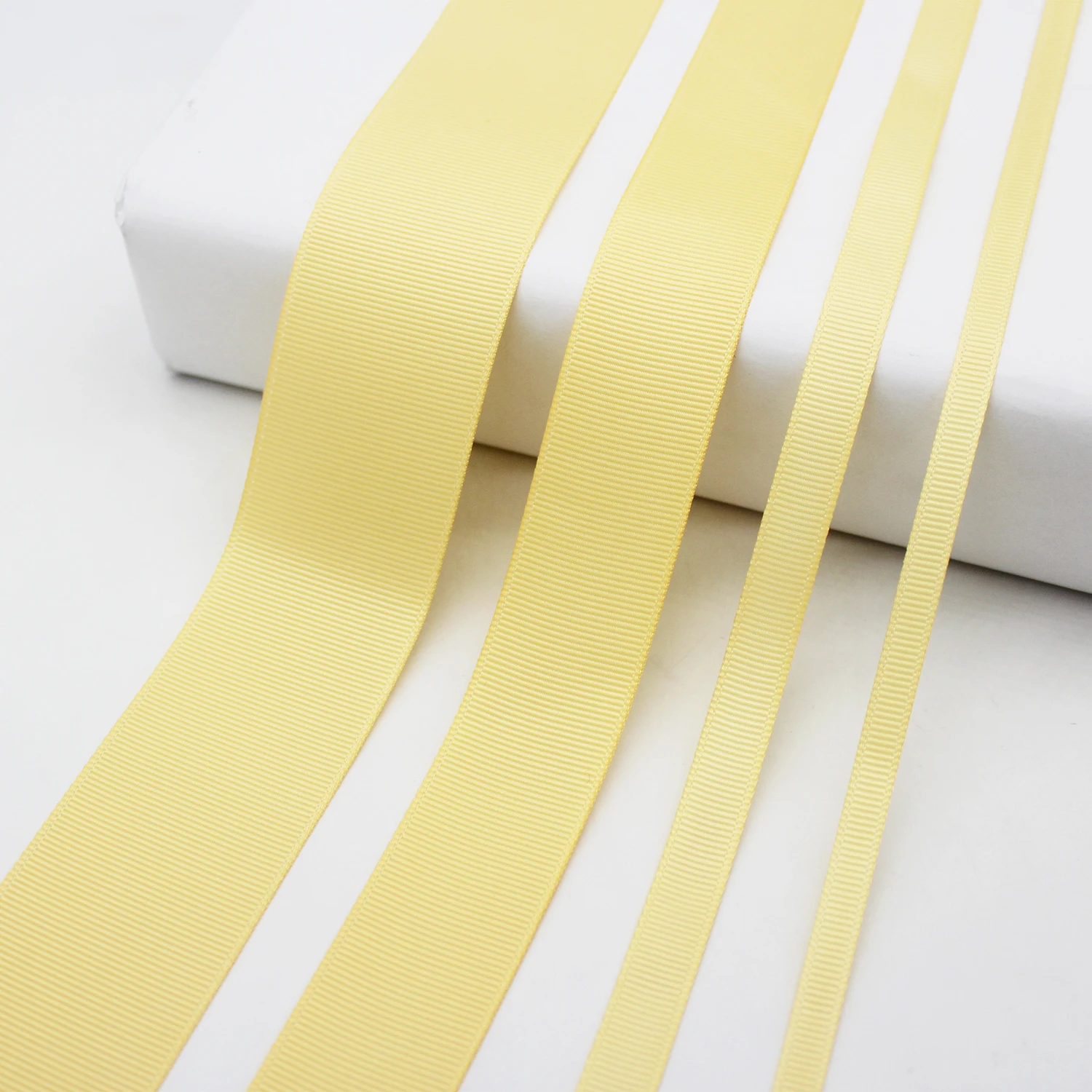 5 Meter/Lot Light Yellow Satin Ribbon Grosgrain Ribbon ECO-Friendly Double Face Silk Fabric Tapes For DIY Decor Accessoires