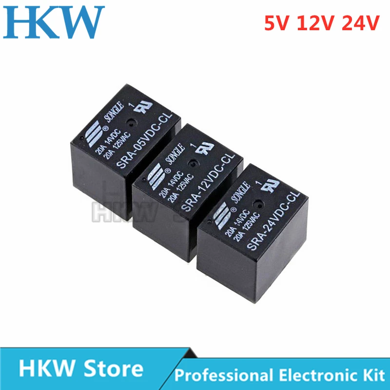 5pcs 5V 12V 24V 20A DC Power Relay 4PIN 5PIN SRA-05VDC-AL SRA-05VDC-CL SRA-12VDC-AL SRA-12VDC-CL SRA-24VDC-CL Automobile Relais