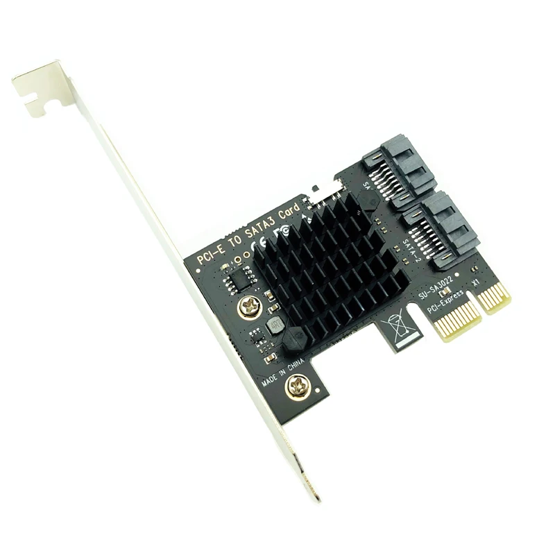 NEW Chia Mining Riser SATA PCI-E Adapter 2 Ports SATA 3.0 to PCIe x1 Expansion Card PCI Express SATA Controller with Boot Button