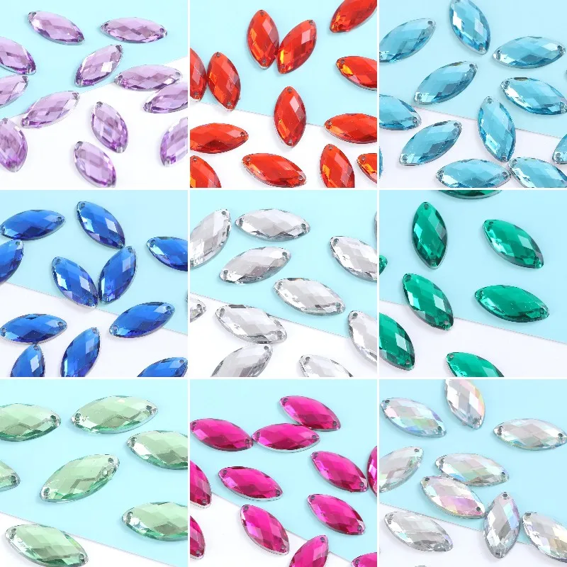 9x18mm Horse Eye Acrylic Sew On Rhinestones Crystal Flatback Colorful sewing stone strass for clothing accessories shoes