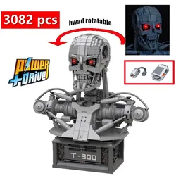 Buildmoc PF Terminator T-800 Bust MOC-20570 Fit Robot Power Function Building Blocks Bricks DIY Children Kids for Toys Gifts BOY