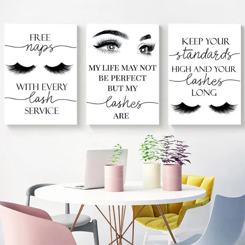 Eyelashes Print Makeup Wall Art Decor Esthetician Gift Lash Bundle Fashion Art Posters Canvas Painting Beauty Salon Decoration