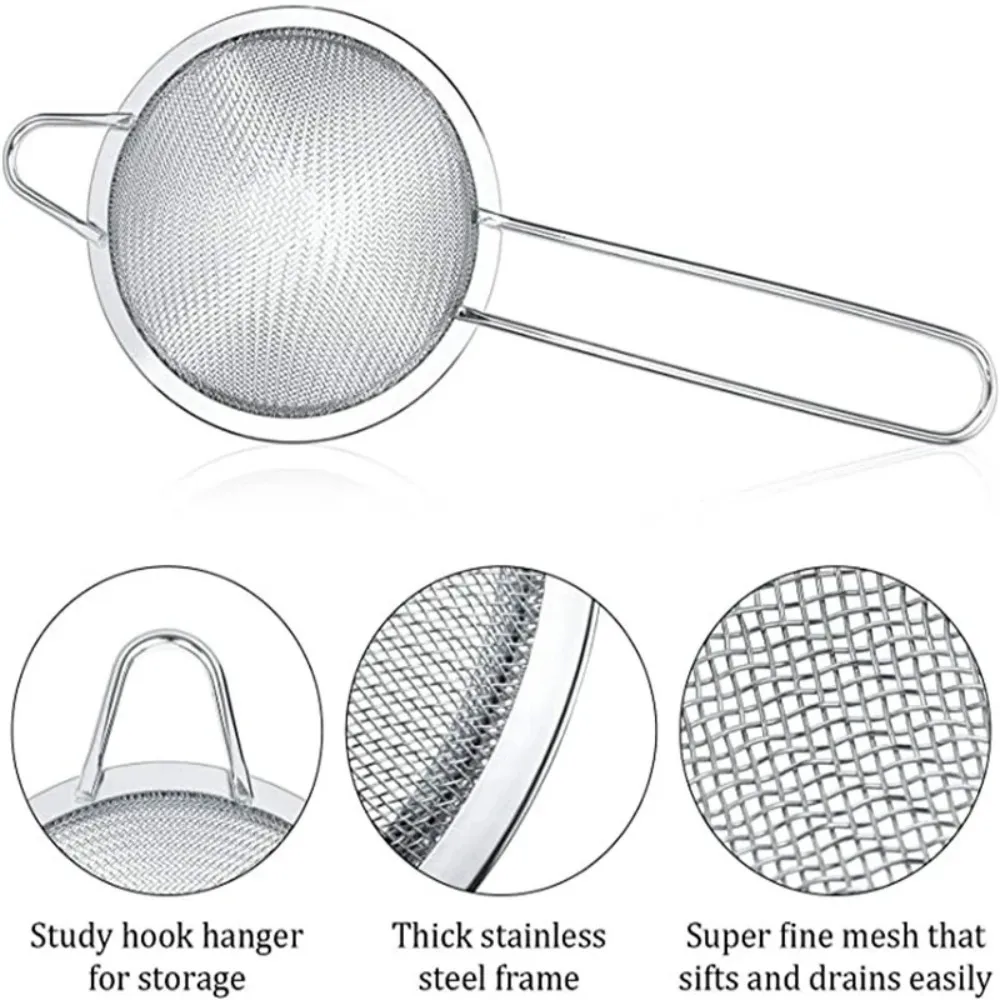 Kitchen Multi-functional Filter Spoon Stainless Steel Fine Mesh Wire Cocktail Strainer Fried Food Net Kitchen Gadgets Bar Tools