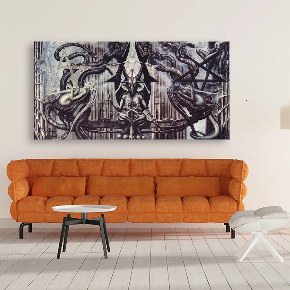 Canvas painting alien art promotion Baphomet wall art painting modular wallpaper poster printing living room home decoration