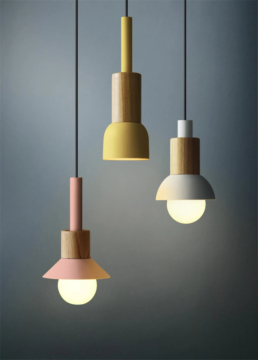 

Nordic Style Macarons Color Pendant Lights Modern Bar Bedroom Bedside Single Head Dining Room Pendant Lamps Home Decor Lamps E27