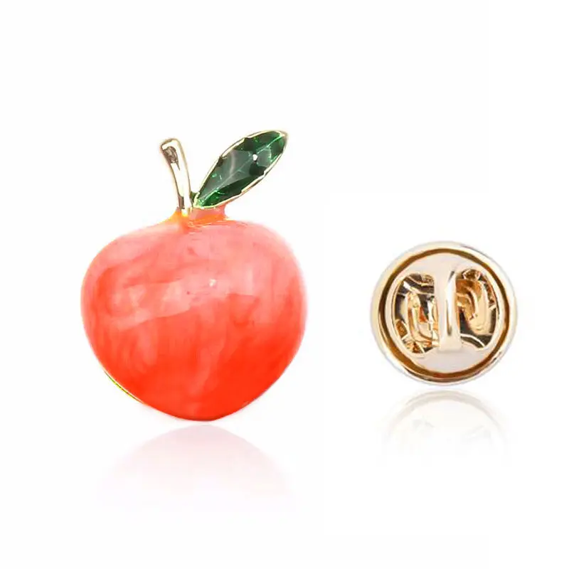 Muylinda Enamel Peach Small Collar Pin Fruit Mini Pins Brooch Jewelry Fashion Girls Brooches Sweater Scarf Clip