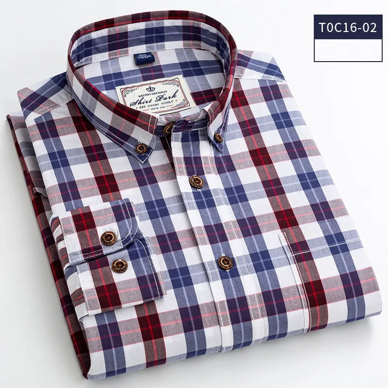 2021 New Men Shirt  100% Cotton High Quality Long Sleeve Casual BusinessPlaid Fashion Branded Clothes Bright Color DA450