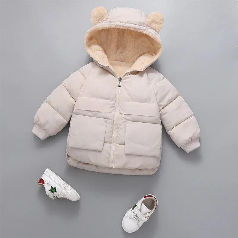 2021 Winter Girls Jackets Autumn Fashion Baby Boys Thick Pocket Jacket Hooded Outerwear Kids Clothes Children Warm Coats Jacket