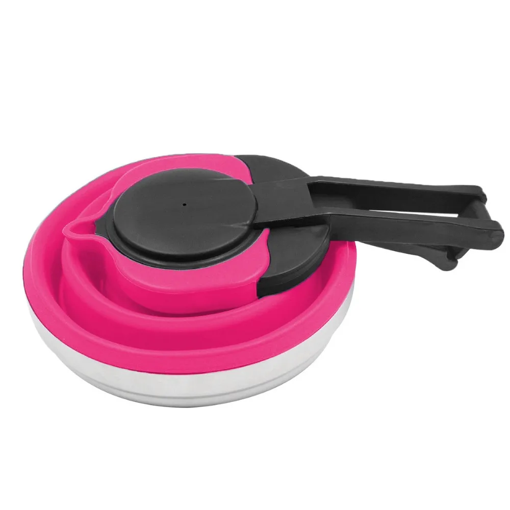 3 Colors Portable Folding Silicone Water Kettle 1.5L Water Pot Outdoor Camping Travelling Hiking Kitchen Tools Tea Coffee Kettle