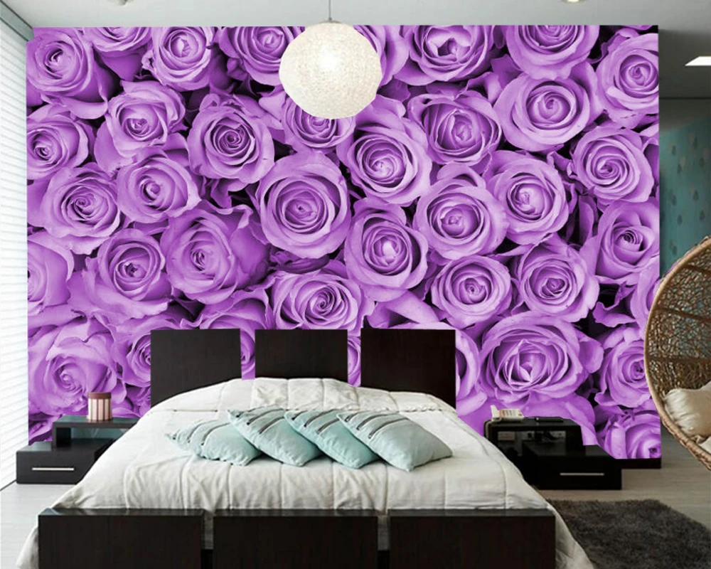 Purple rose petals 3d wallpaper papel de parede,living room tv sofa wall bedroom wall papers home deocr restaurant mural