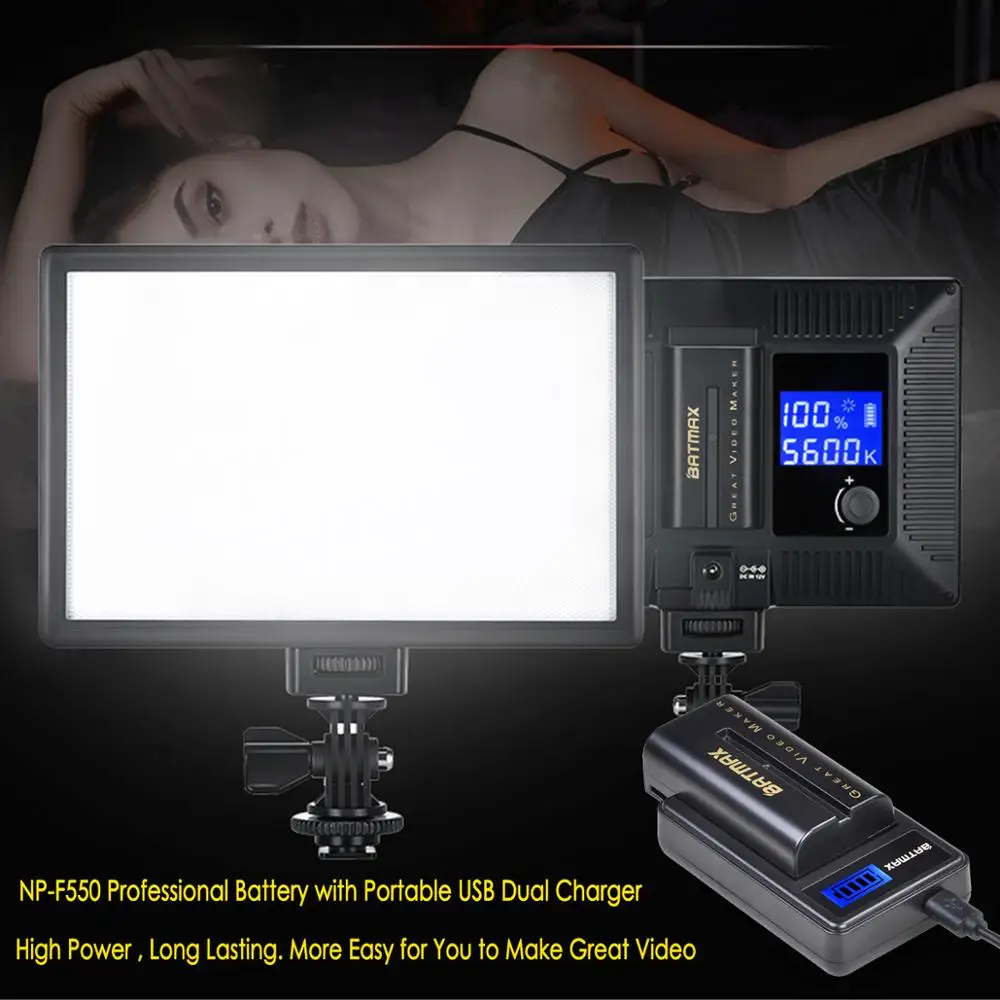 Batmax NP-F550 NP-F570 F550 F570 bateria + ładowarka USB z wyświetlaczem LCD dla Yongnuo Godox światło LED do kamery YN300Air II YN300 III YN600