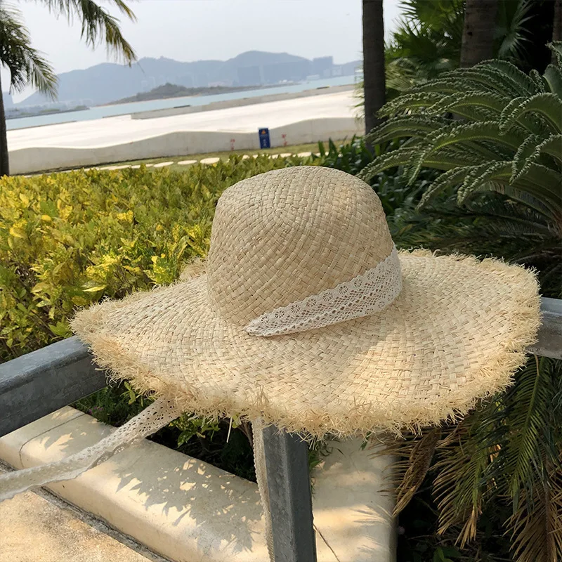 

Straw hat female solid color summer foldable fisherman hat sun hat sunscreen beach sun hat