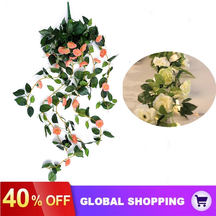 100cm Artificial Rose Vines Flowers Garland Hanging Silk Rose Vine Wedding Home Office Arch Arrangement Decoration