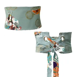 2023 chinese style belt kimono waist cover hanfu bandage design ancient printing ethnic style belt women vintage traditional obi